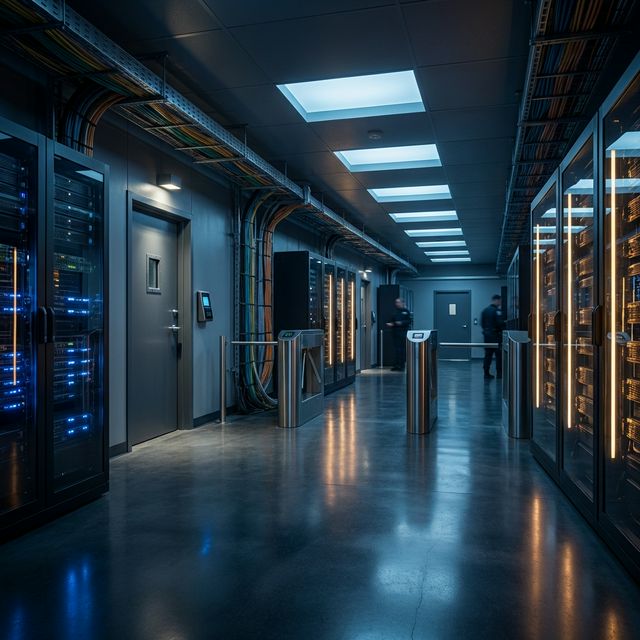 Secure data center with server racks