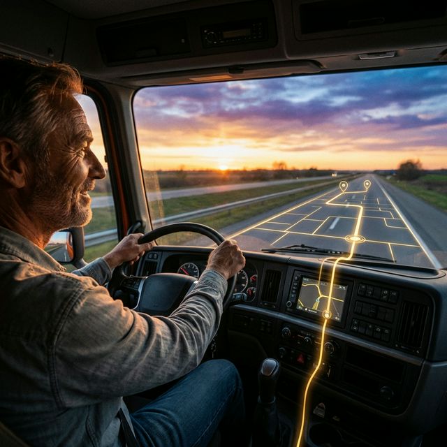 Dispatch driver with clear road and predictive route overlay