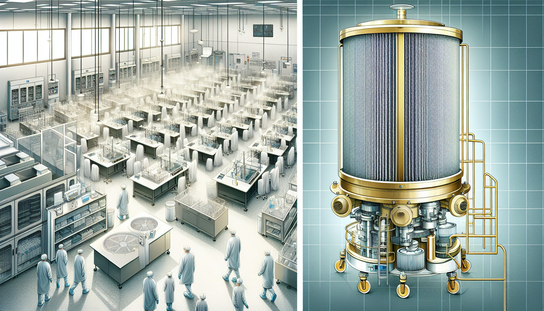 Illustration of HEPA filters in cleanroom environment